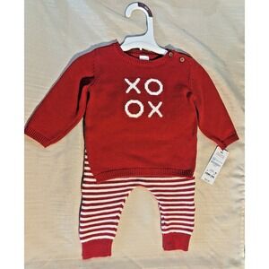 Carter's Red XOXO Set With Striped Bottoms - 6M